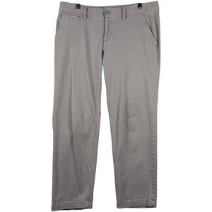Eddie Bauer Womens 10 Boyfriend Fit Chino Pants Gray Cotton Stretch Retro Office